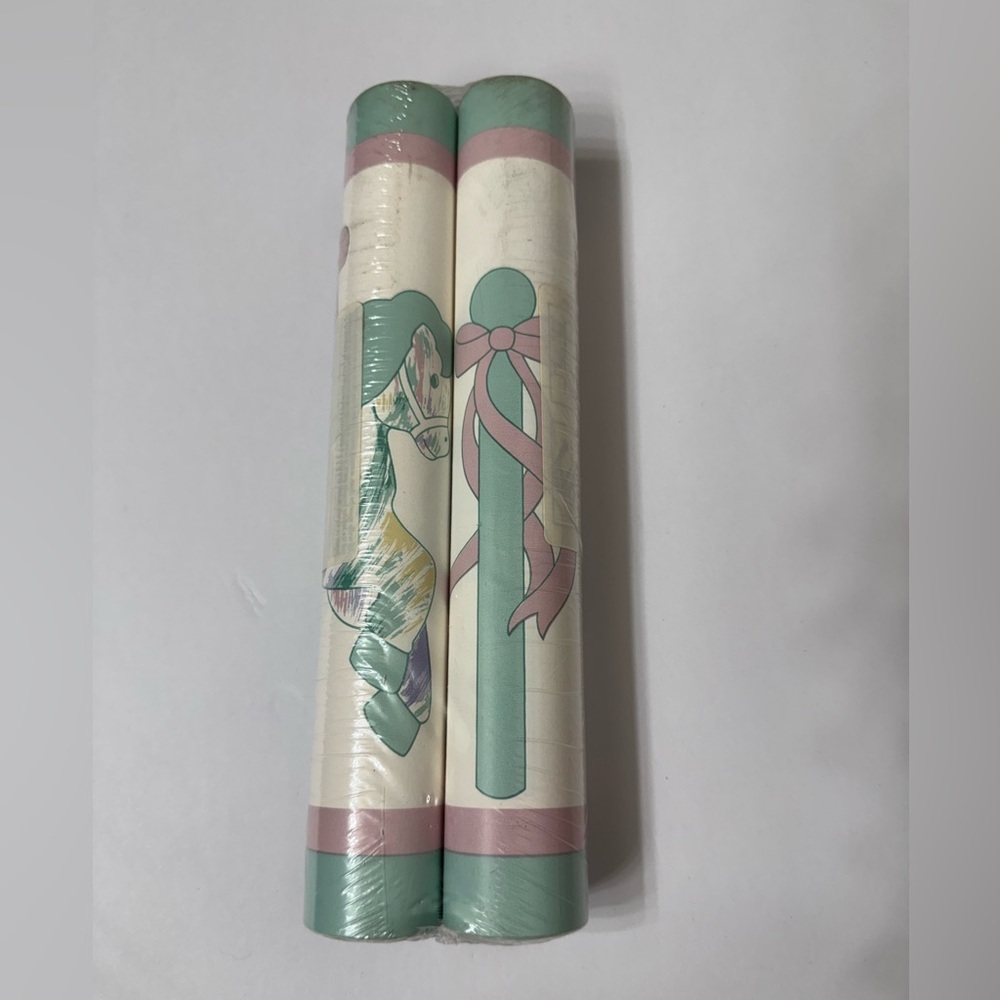 Vintage Pastel Merry Go Round Carousel Horse Wallpaper Rolls. 2 total